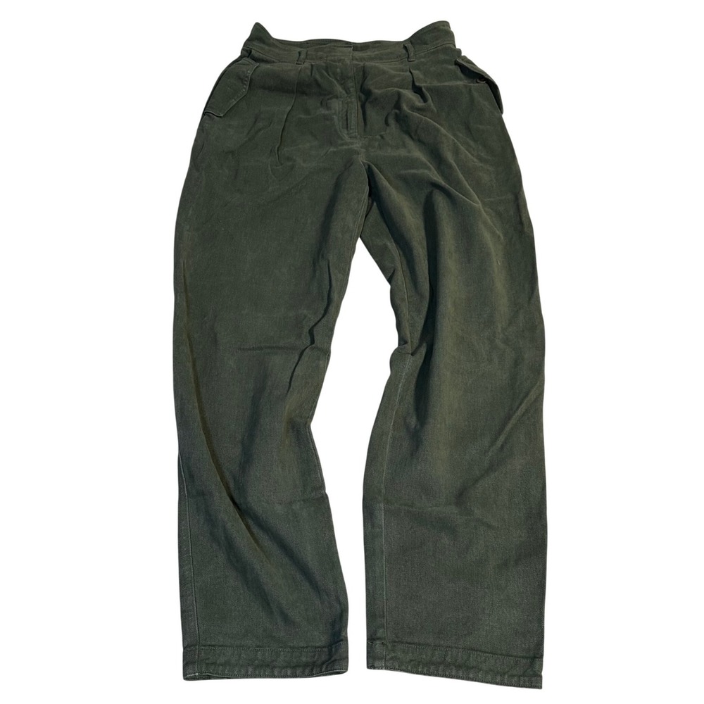 The Group Babaton Olive Green Pleated Wide Leg Trousers Pants Size 8